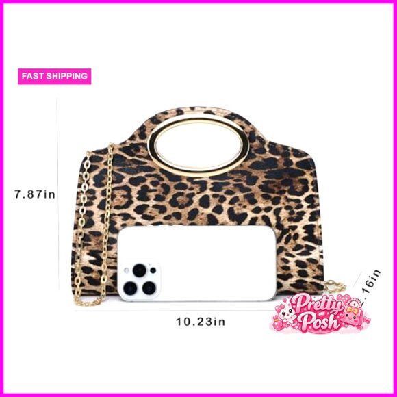 Top Handle Clutch Evening Bag with Detachable Chain Crossbody Purse - Picture 6 of 7